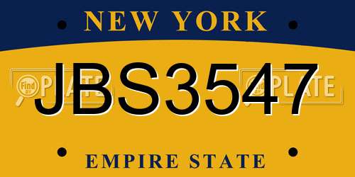JBS3547 New York License Plate