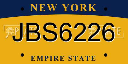 JBS6226 New York License Plate