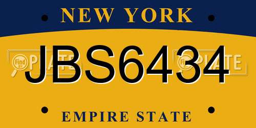 JBS6434 New York License Plate