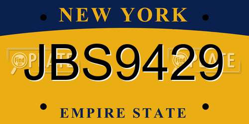 JBS9429 New York License Plate