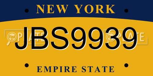 JBS9939 New York License Plate