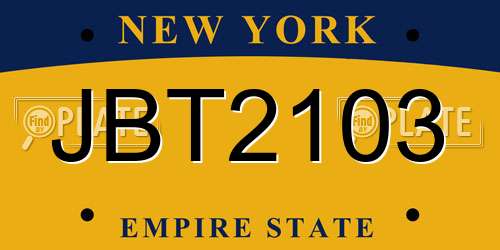 JBT2103 New York License Plate