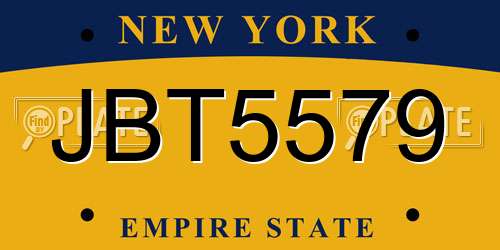 JBT5579 New York License Plate