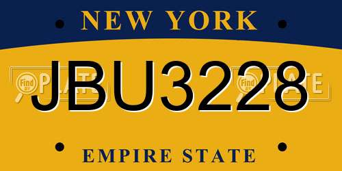 JBU3228 New York License Plate