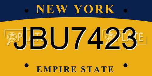 JBU7423 New York License Plate