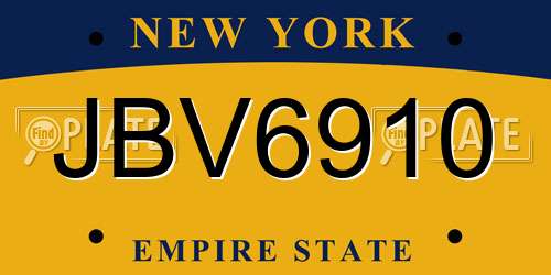 JBV6910 New York License Plate