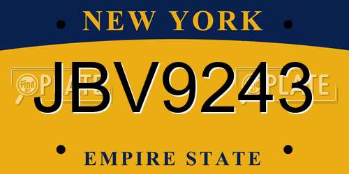 JBV9243 New York License Plate