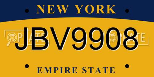 JBV9908 New York License Plate