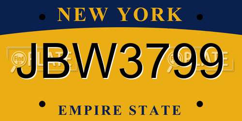 JBW3799 New York License Plate