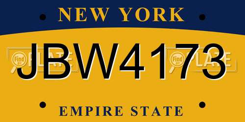 JBW4173 New York License Plate