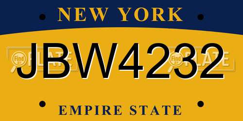 JBW4232 New York License Plate