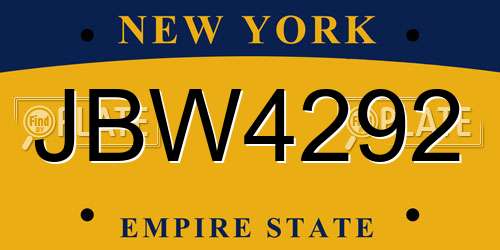 JBW4292 New York License Plate
