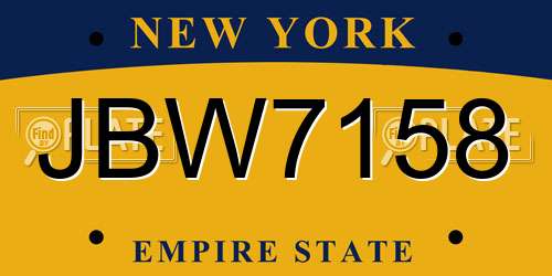 JBW7158 New York License Plate