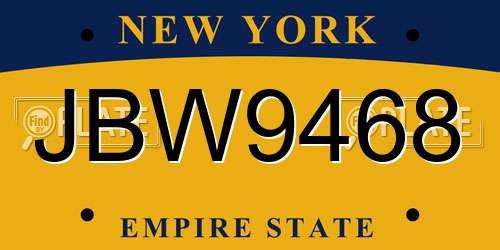 JBW9468 New York License Plate