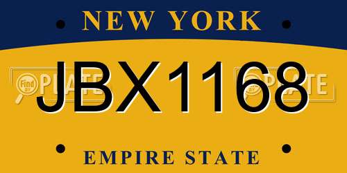 JBX1168 New York License Plate