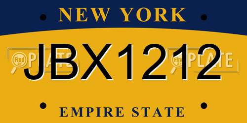 JBX1212 New York License Plate