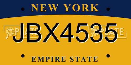 JBX4535 New York License Plate