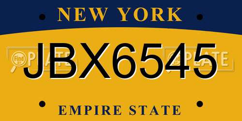 JBX6545 New York License Plate