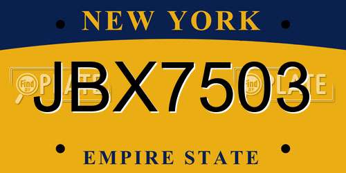 JBX7503 New York License Plate