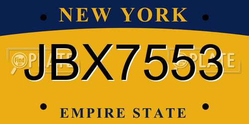 JBX7553 New York License Plate