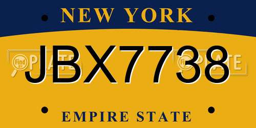 JBX7738 New York License Plate