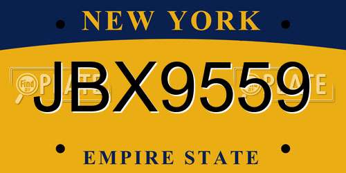 JBX9559 New York License Plate