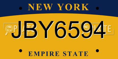 JBY6594 New York License Plate