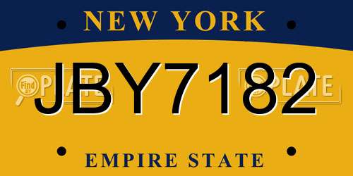 JBY7182 New York License Plate
