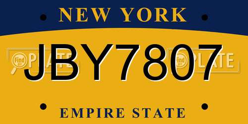 JBY7807 New York License Plate