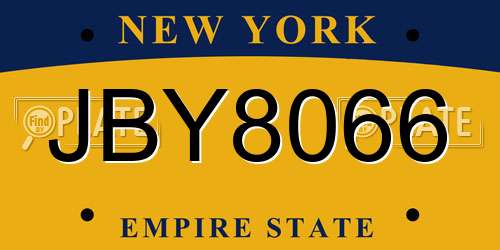 JBY8066 New York License Plate