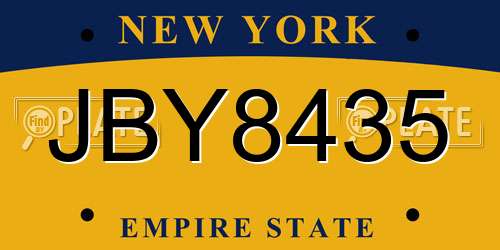 JBY8435 New York License Plate