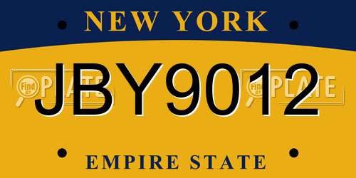 JBY9012 New York License Plate