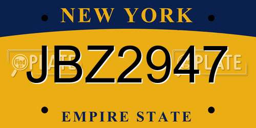 JBZ2947 New York License Plate