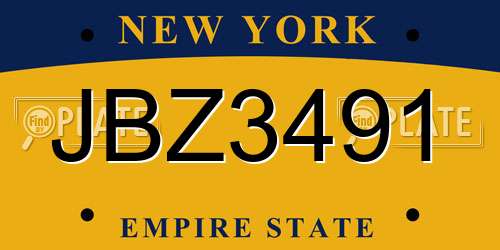 JBZ3491 New York License Plate