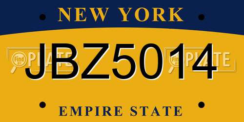 JBZ5014 New York License Plate