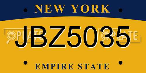 JBZ5035 New York License Plate