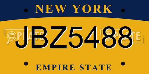 JBZ5488 New York License Plate