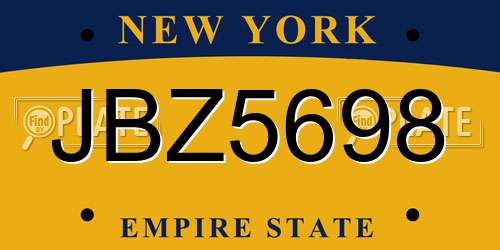 JBZ5698 New York License Plate