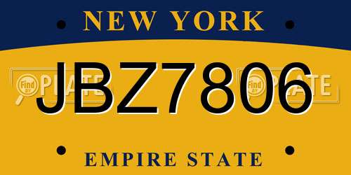 JBZ7806 New York License Plate