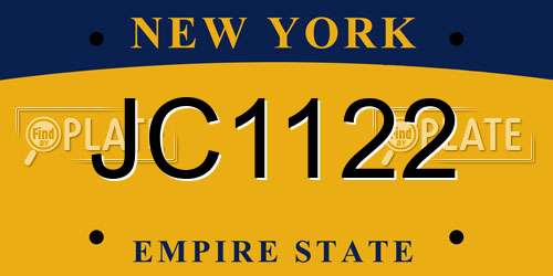 JC1122 New York License Plate