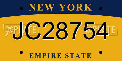 JC28754 New York License Plate