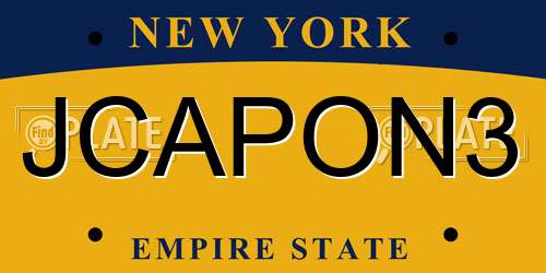JCAPON3 New York License Plate