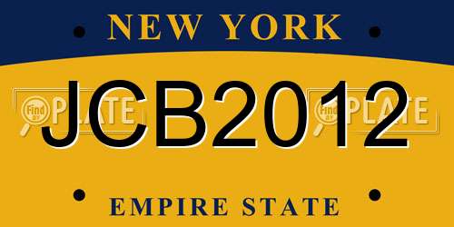 JCB2012 New York License Plate