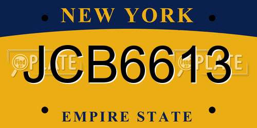 JCB6613 New York License Plate