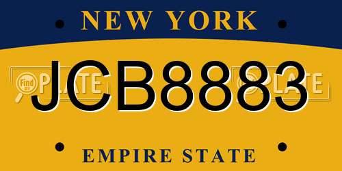 JCB8883 New York License Plate