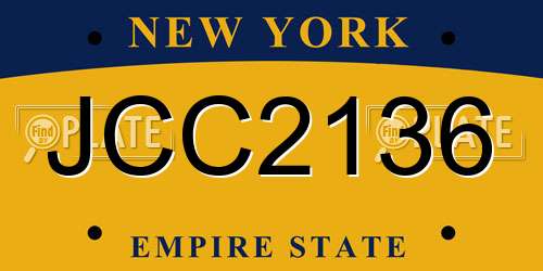 JCC2136 New York License Plate