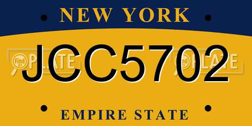 JCC5702 New York License Plate