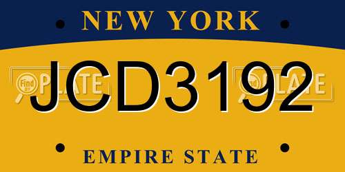 JCD3192 New York License Plate