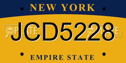 JCD5228 New York License Plate