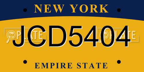 JCD5404 New York License Plate